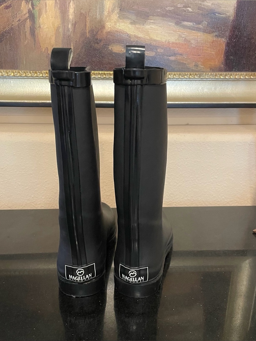 Magellan Black Rain Boots Mid Calf - Picture 2 of 3